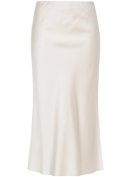 High-Waist Satin Midi Skirt
