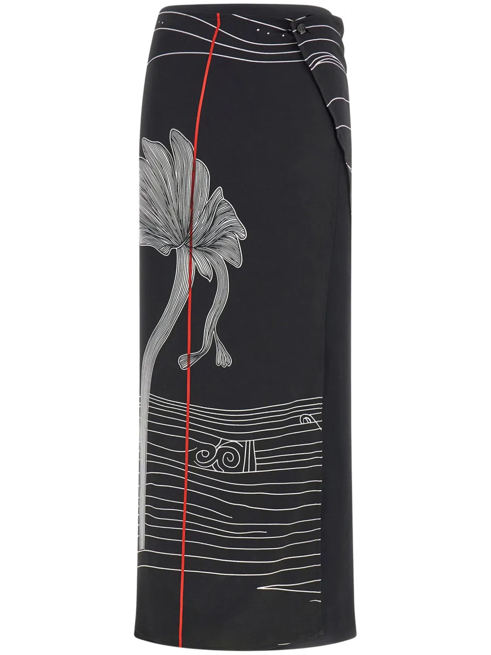 Graphic-Print Silk Skirt