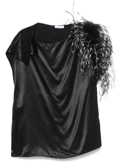 Feather-Trim Asymmetric Top