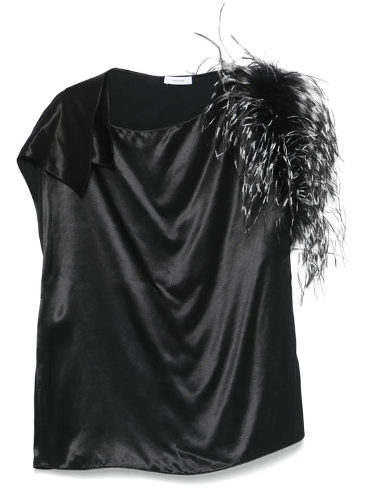 Feather-Trim Asymmetric Top
