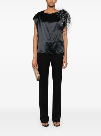 Feather-Trim Asymmetric Top