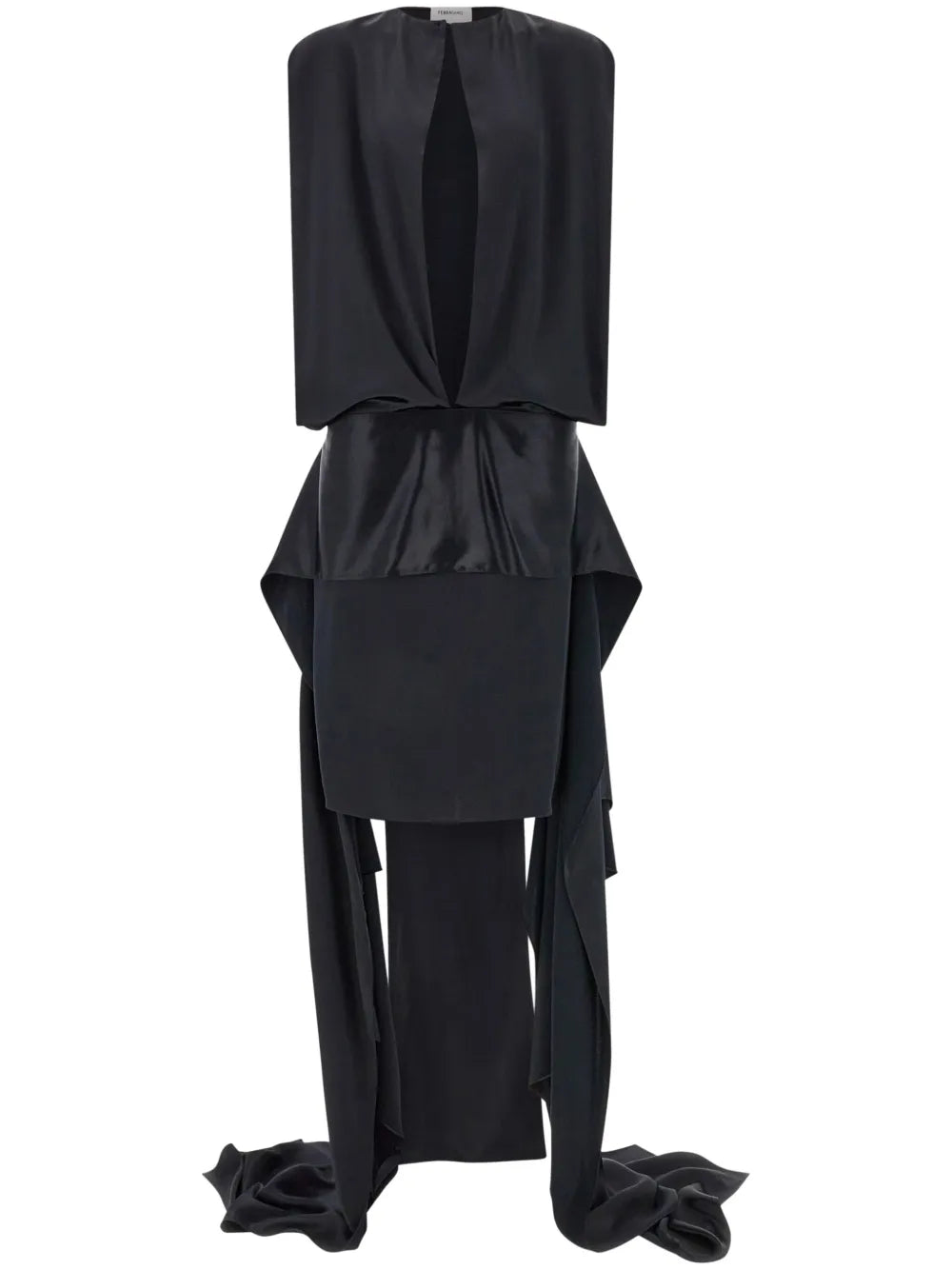Satin-Weave Slit-Detail Evening Dress