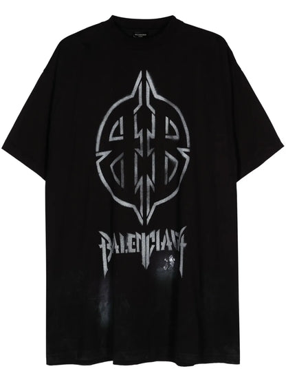 Metal Bb Stencil Cotton T-Shirt