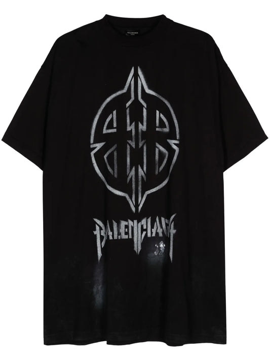 Metal Bb Stencil Cotton T-Shirt