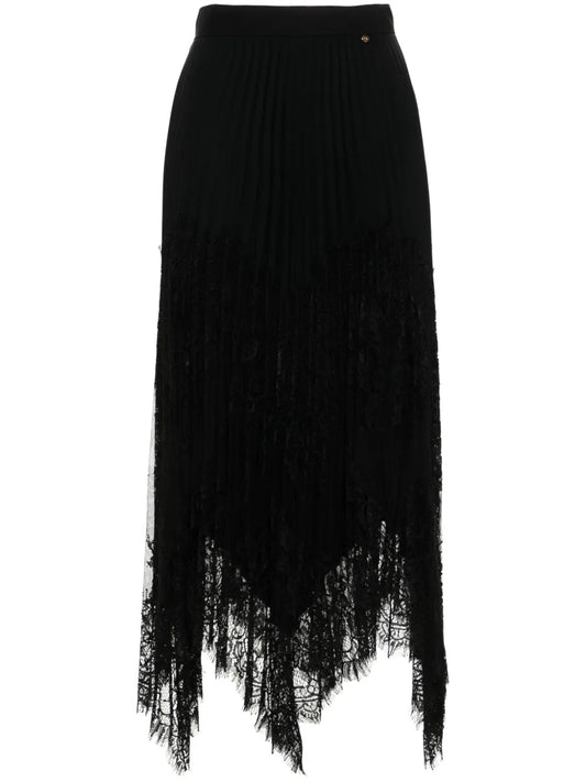 Lace-Embellished Midi Skirt