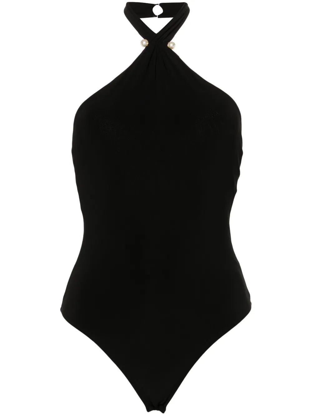 Faux-Pearl Halterneck Bodysuit