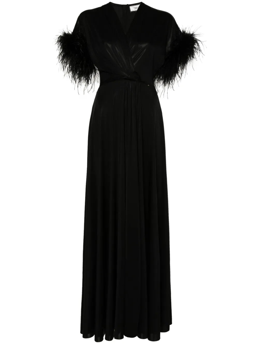 Feather-Trimmed Maxi Dress
