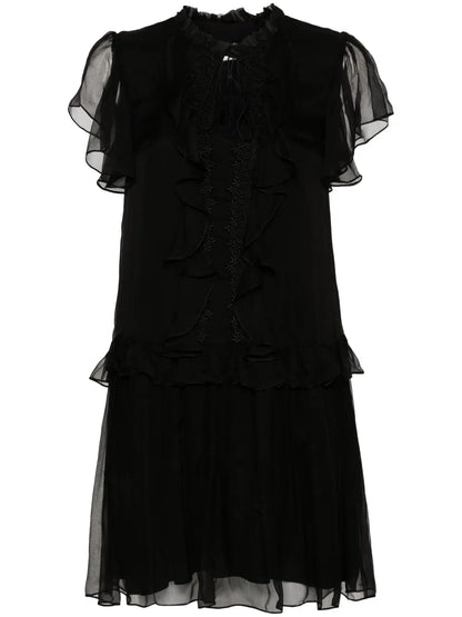 Ruffled Silk Mini Dress