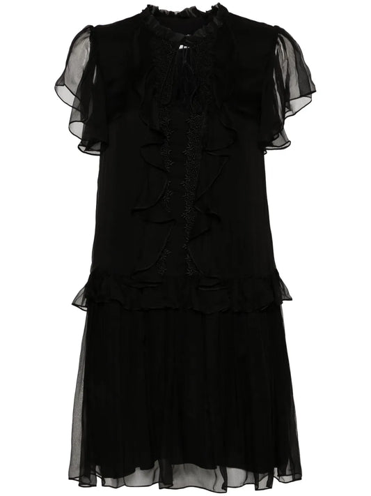 Ruffled Silk Mini Dress