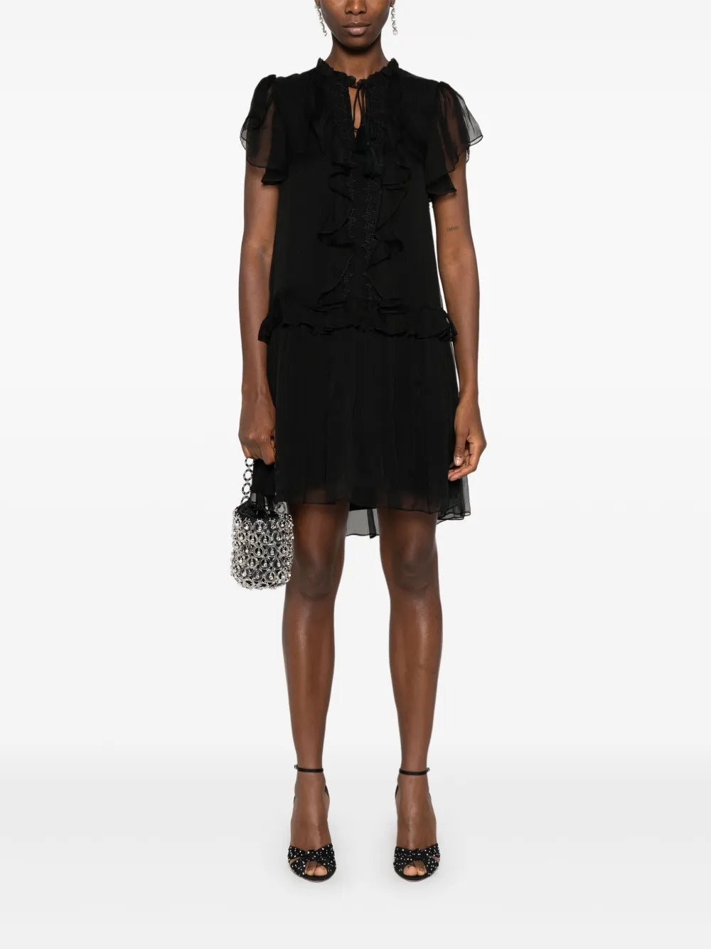 Ruffled Silk Mini Dress