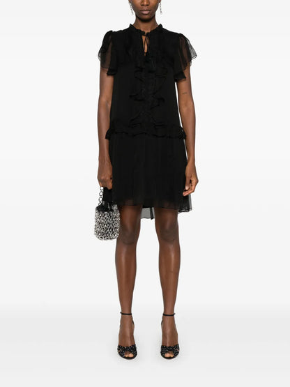 Ruffled Silk Mini Dress