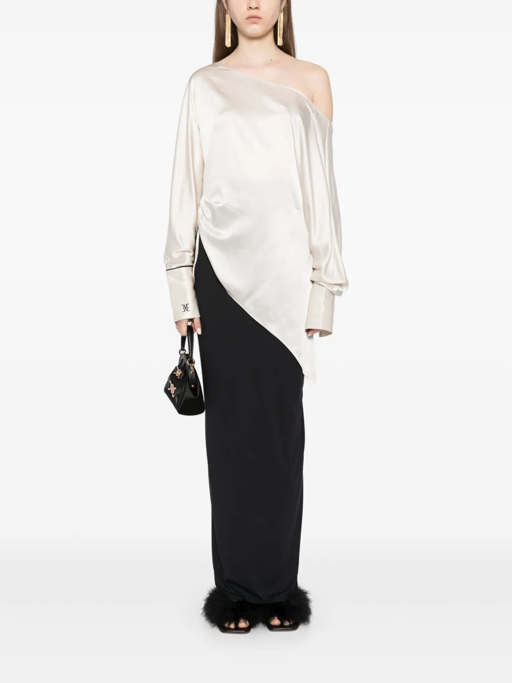 Off-Shoulder Silk Blouse