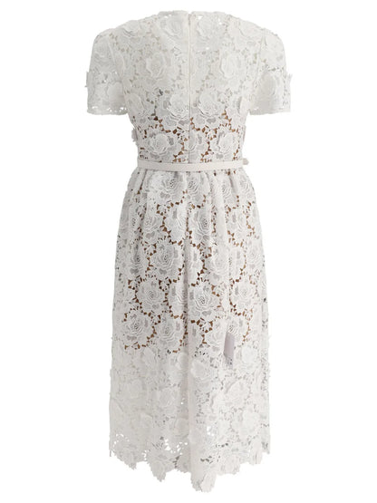 Floral-Lace Midi Dress