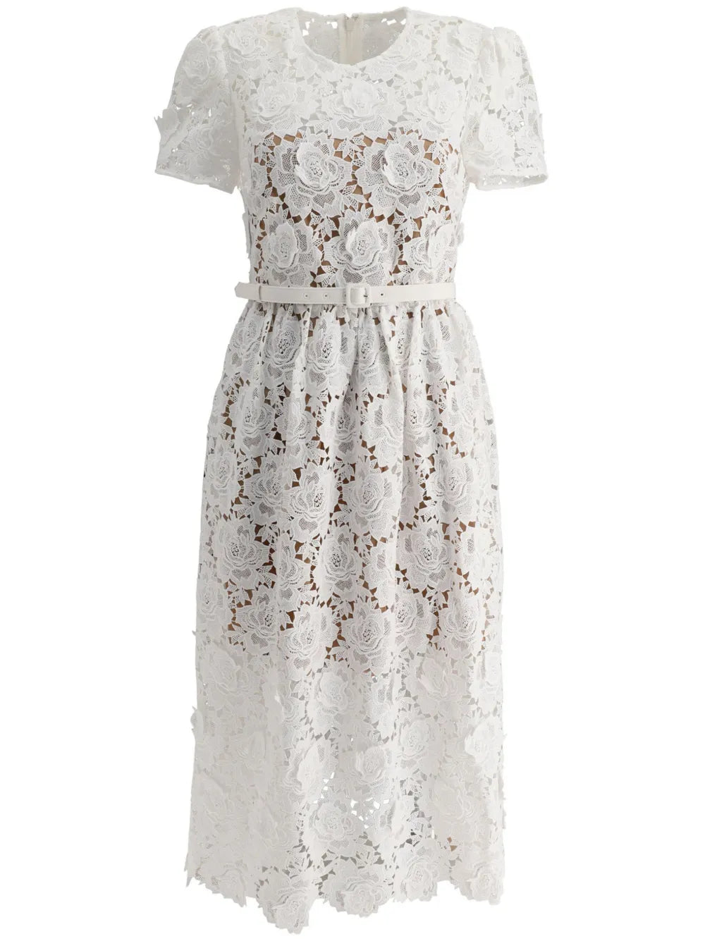 Floral-Lace Midi Dress