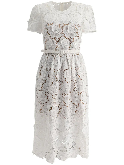 Floral-Lace Midi Dress