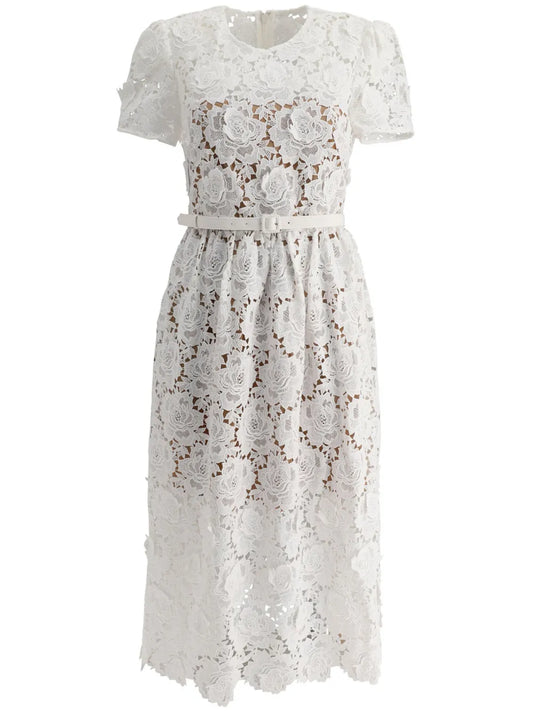 Floral-Lace Midi Dress