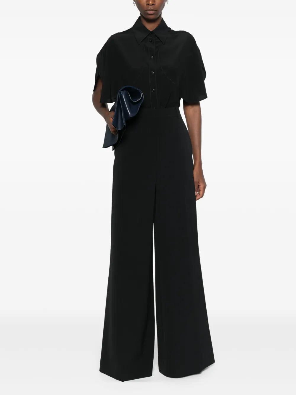 Ruffle-Detail Silk Shirt