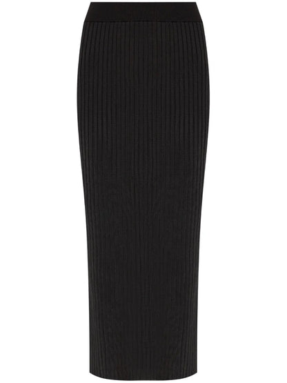 Ribbed-Knit Midi Skirt