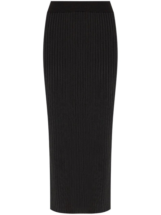 Ribbed-Knit Midi Skirt