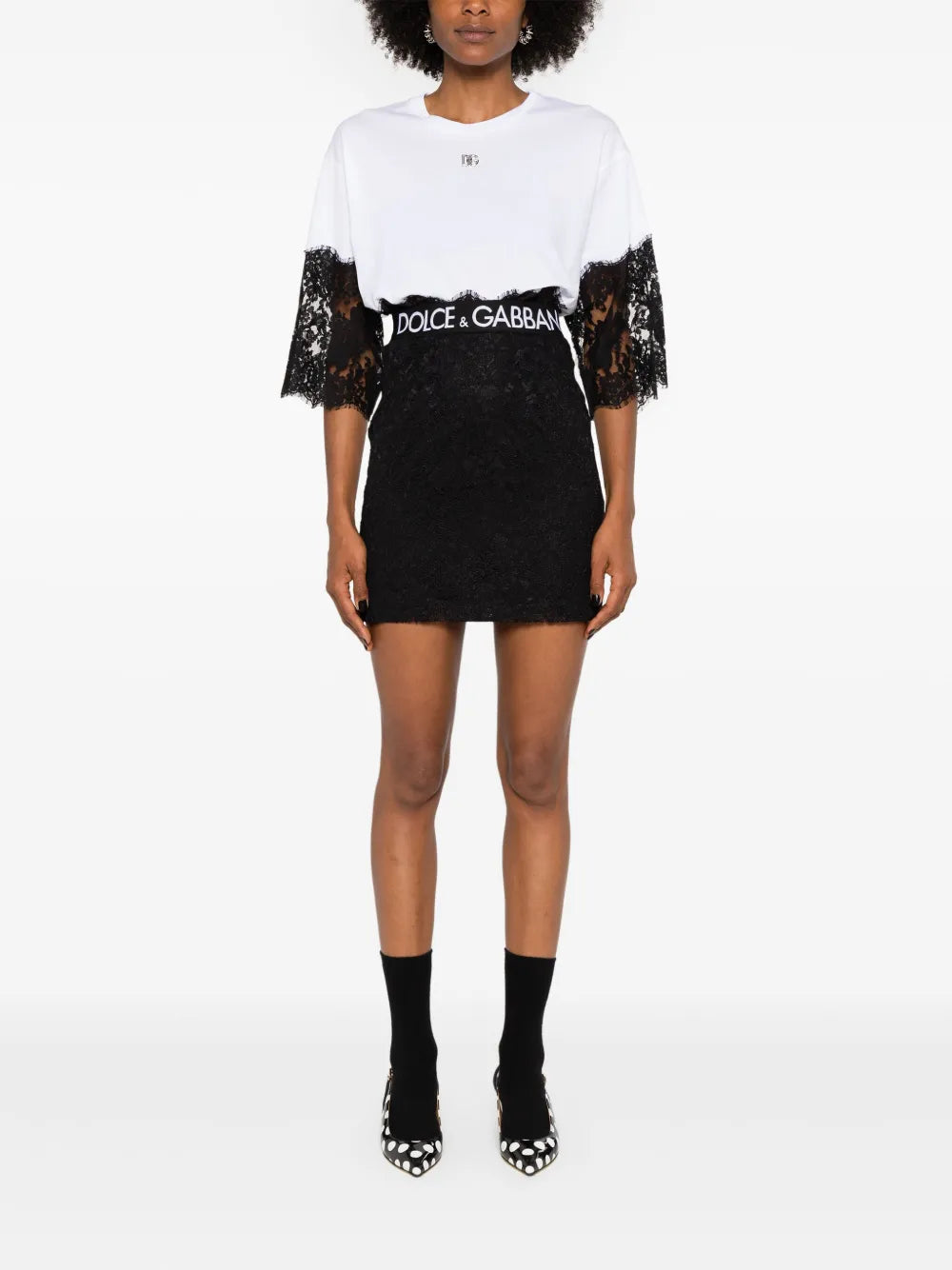 Floral-Lace Mini Skirt