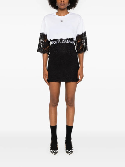 Floral-Lace Mini Skirt
