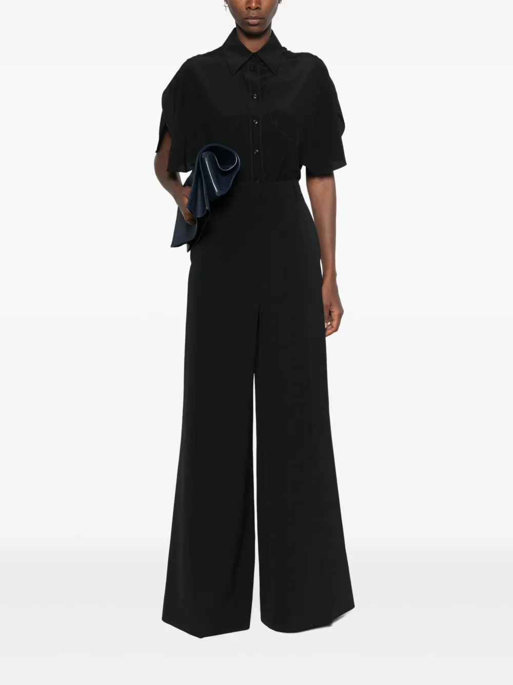 High-Rise Flared Wool Trousers