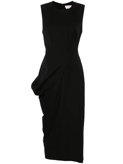 Asymmetric Wool Pencil Dress