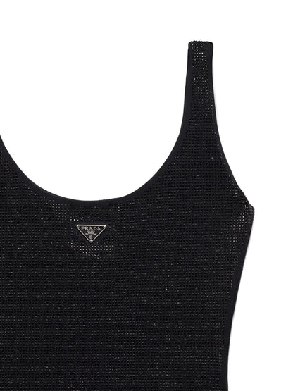 Triangle-Logo Rhinestone-Embellished Swimsuit