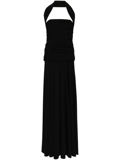 Gathered Halterneck Maxi Dress
