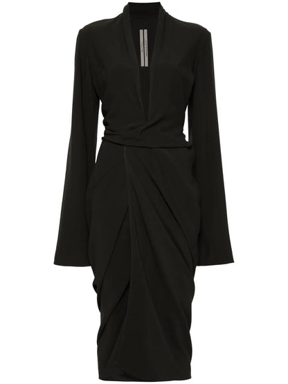 Tie-Fastening Crepe Wrap Dress