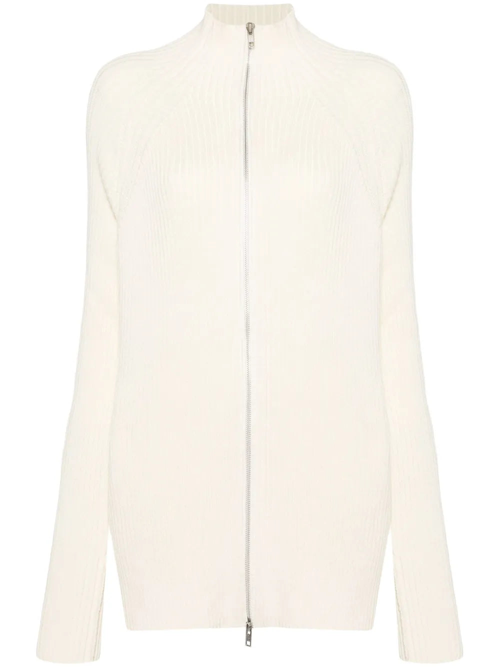 Zip-Up Ribbed-Knit Cardigan