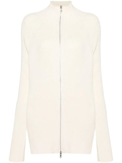 Zip-Up Ribbed-Knit Cardigan