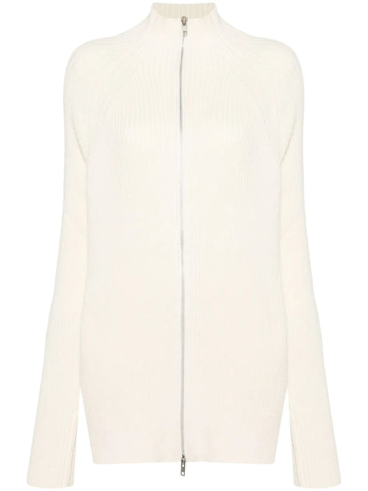 Zip-Up Ribbed-Knit Cardigan