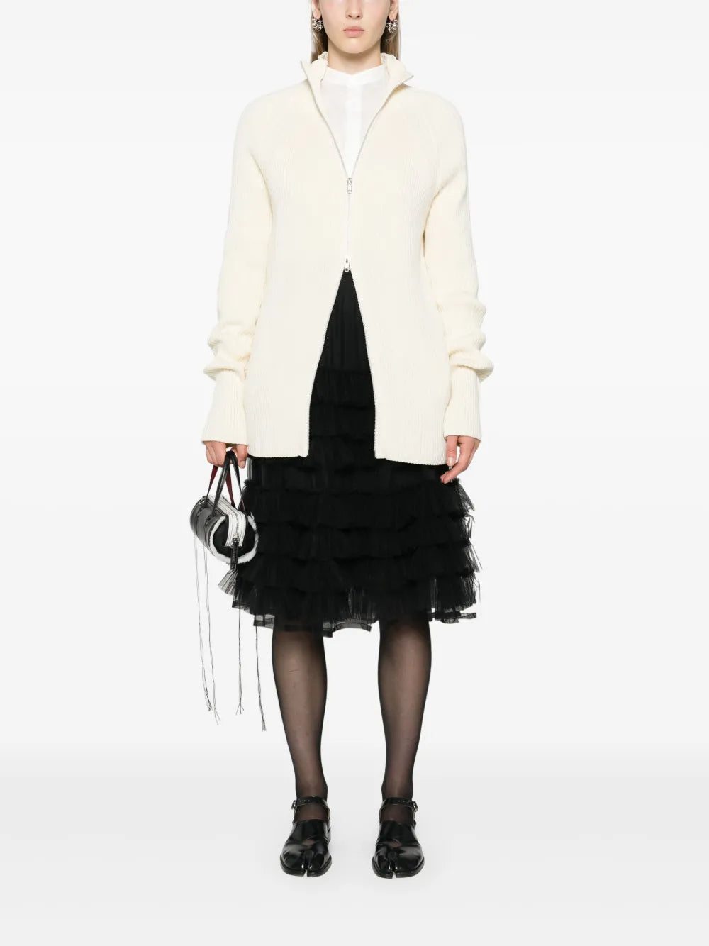 Zip-Up Ribbed-Knit Cardigan