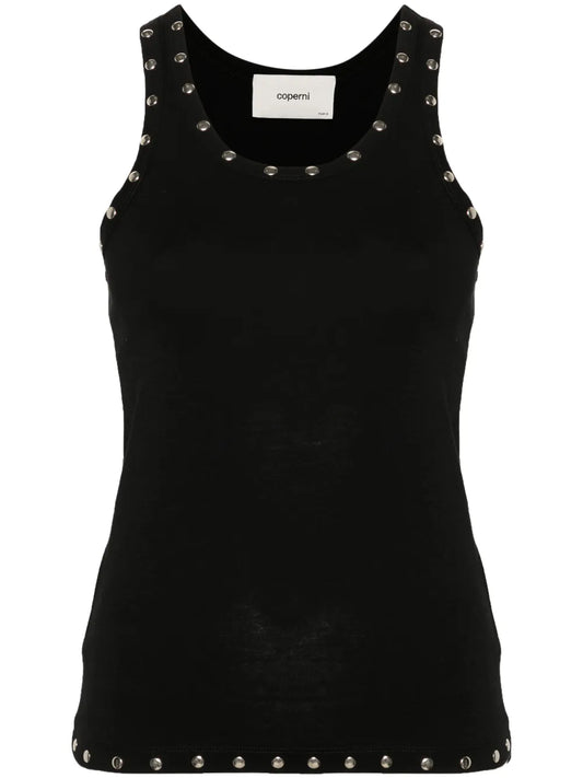 Logo-Embroidered Studded Tank Top