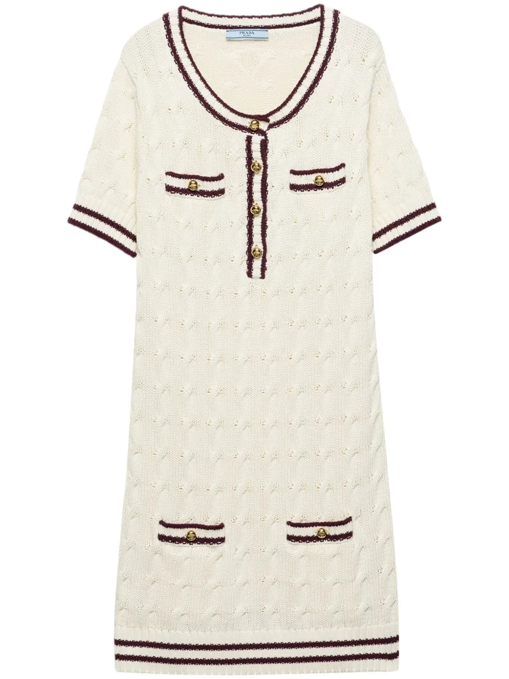 Round-Neck Knitted Cotton Mini Dress