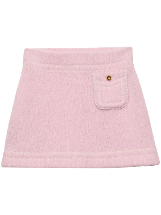 Triangle-Logo Cashmere Miniskirt