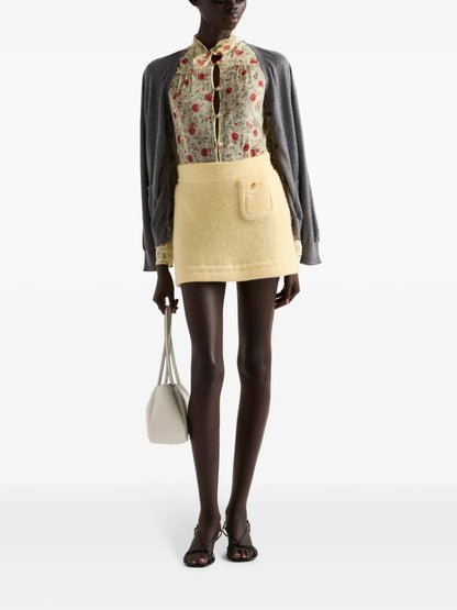 Triangle-Logo Cashmere Miniskirt