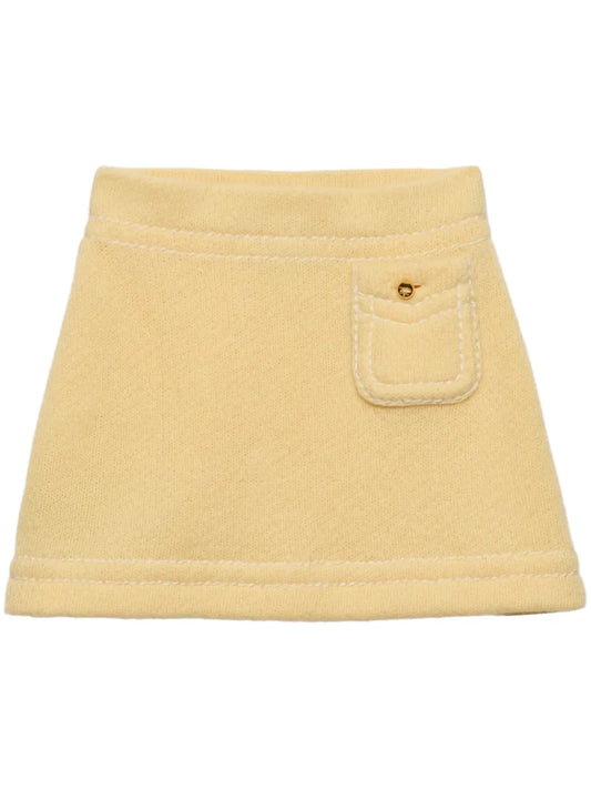 Triangle-Logo Cashmere Miniskirt