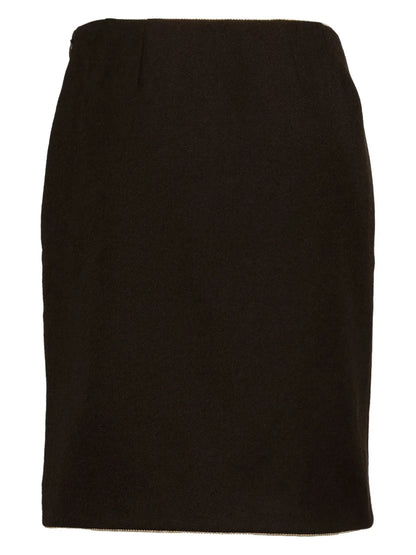 Contrast-Trim Wool Skirt