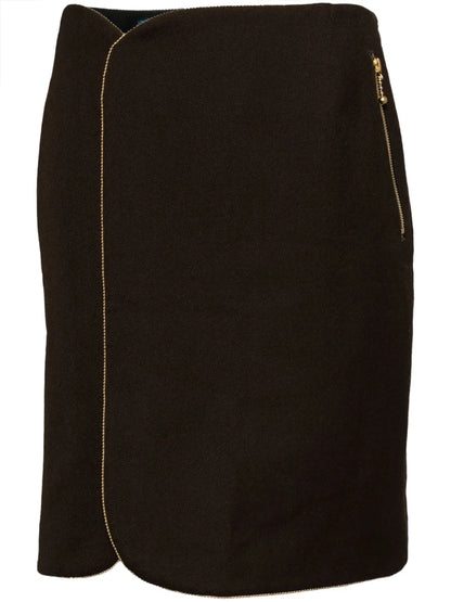 Contrast-Trim Wool Skirt