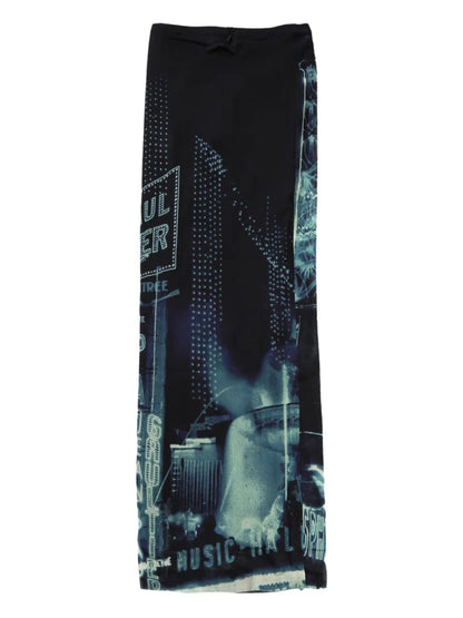 Graphic-Print Maxi Skirt