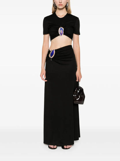 Moodstone-Embellished Maxi Skirt