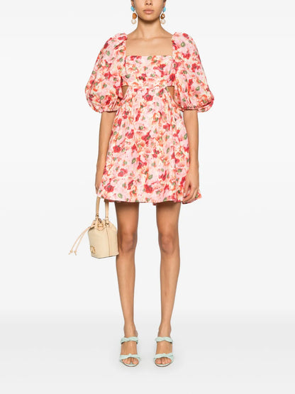 Lightburst Floral-Print Mini Dress