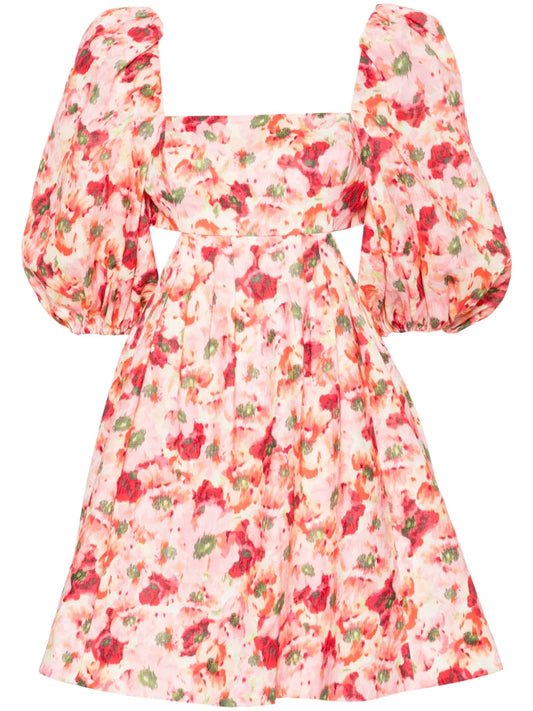 Lightburst Floral-Print Mini Dress
