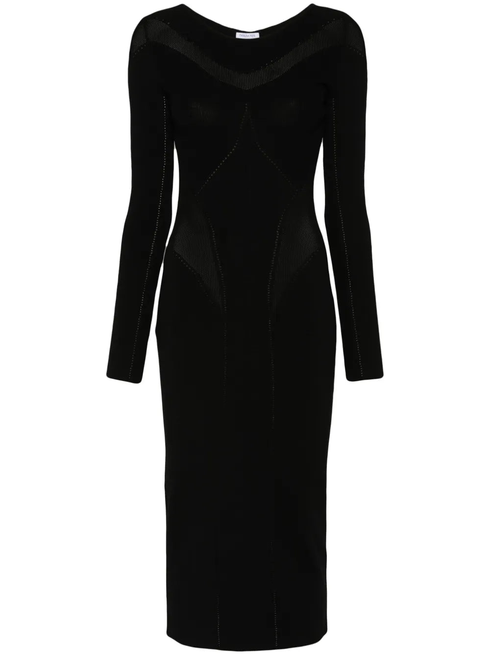 Perforated-Detail Kniited Midi Dress