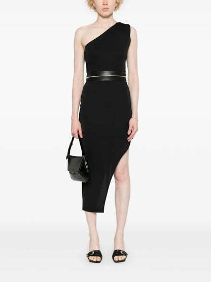 Zip-Detail Asymmetric Dress