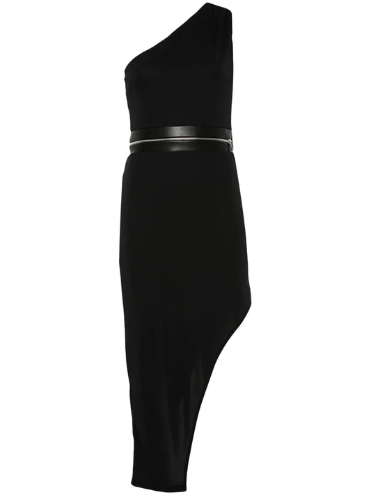 Zip-Detail Asymmetric Dress