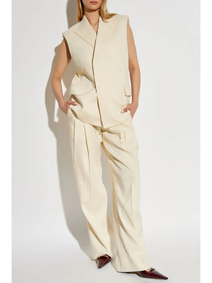 Pleated Wide-Leg Trousers