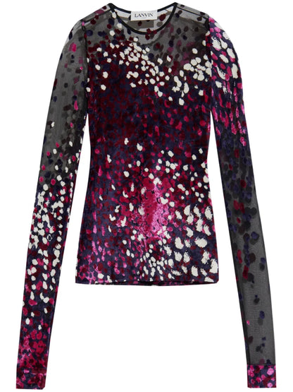 Semi-Sheer Long-Sleeve Top